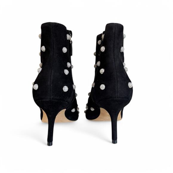Stuart Weitzman‎ Carine Crystal Rhinestone Heel Booties Black Size 8.5 - Picture 3 of 9